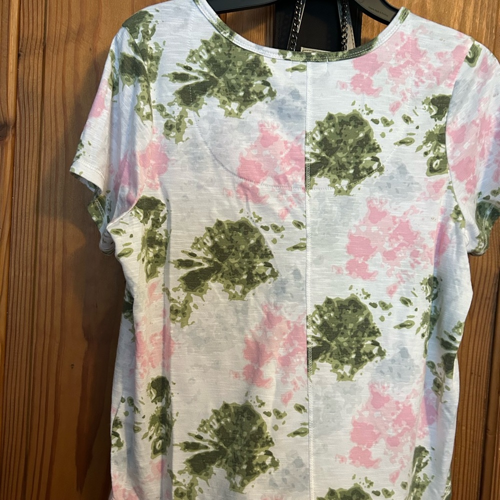 Dittos Pink and Green Graphic Short Sleeve Tee, New Without Tags